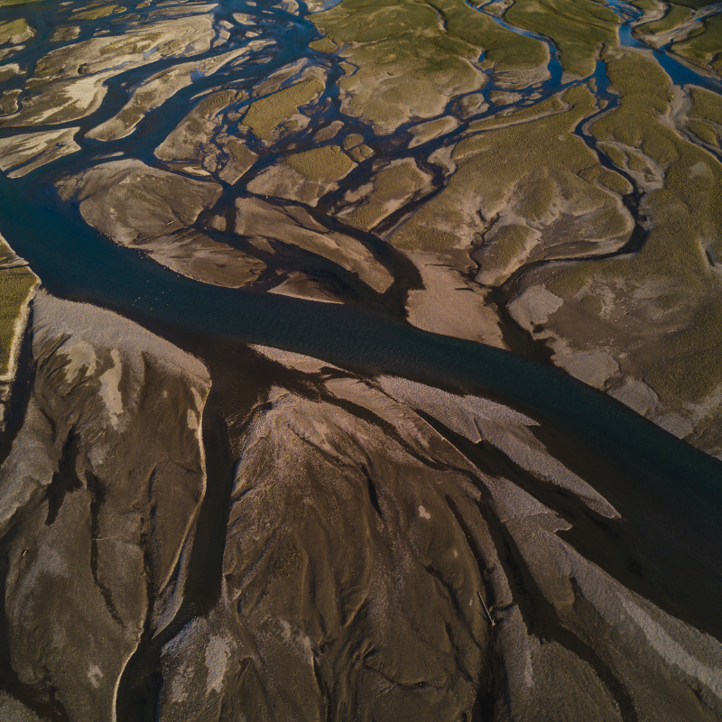 View of river branching from above