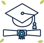 diploma and graduation hat icon