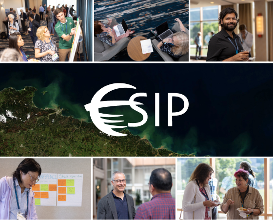 Collage of ESIP events and logo