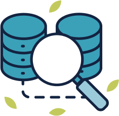 Data magnifying glass icon