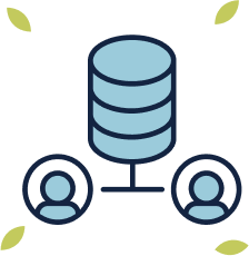 Data storage with two people icon