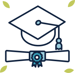 Diploma and grad cap icon