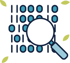 Magnifying glass data icon