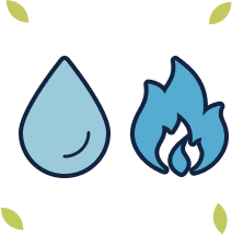 Water and wildfire icon