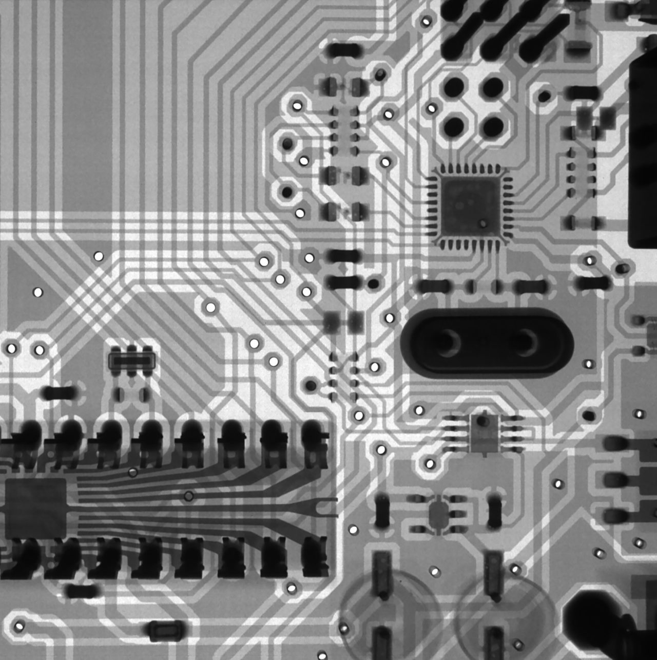 circuit board in black and white