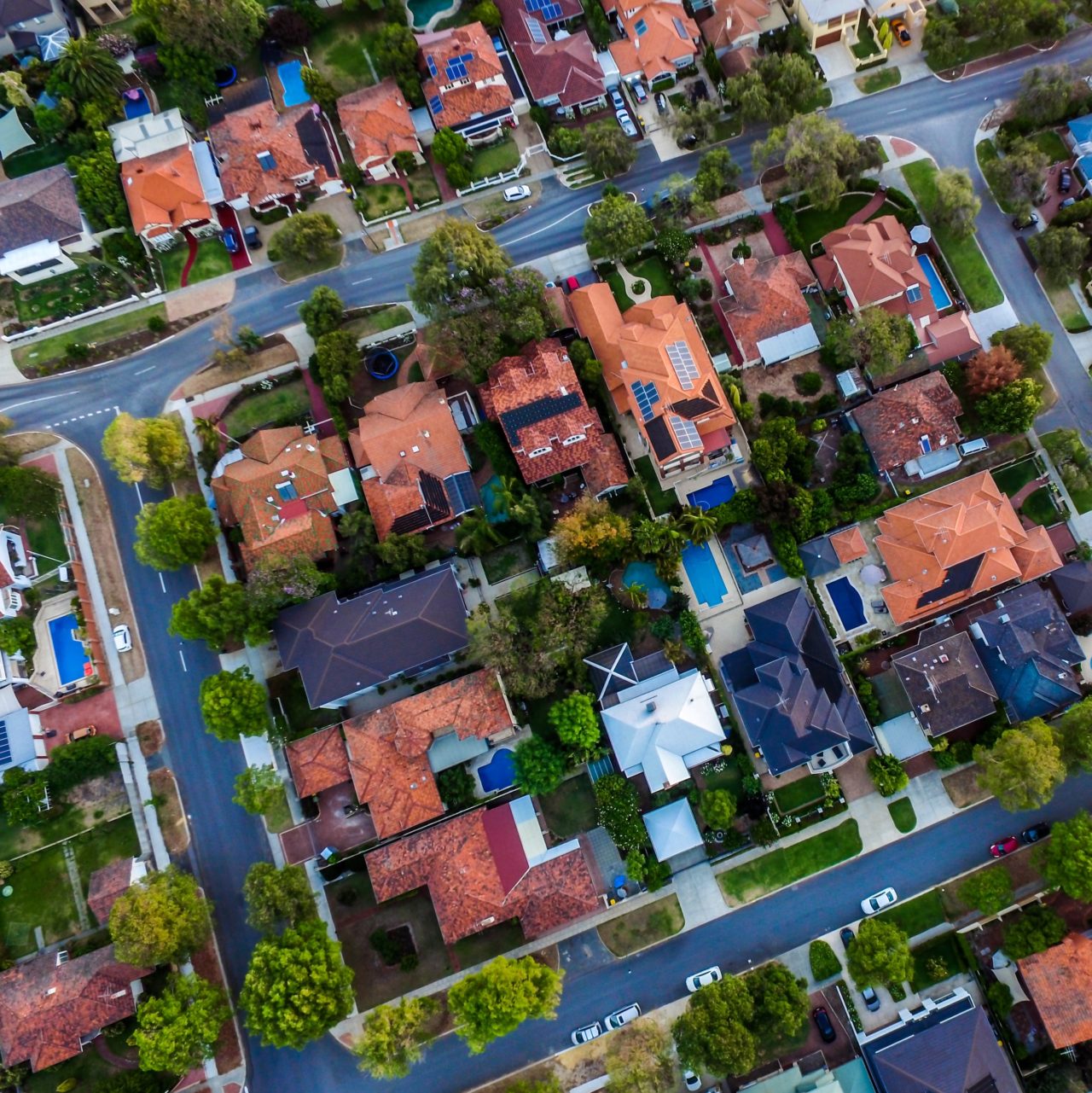 aerial view of a suburb